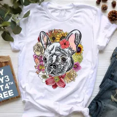 Summer New Style French Bulldog Print T-shirt Female Cute Cartoon Bulldog - 1White - View 1