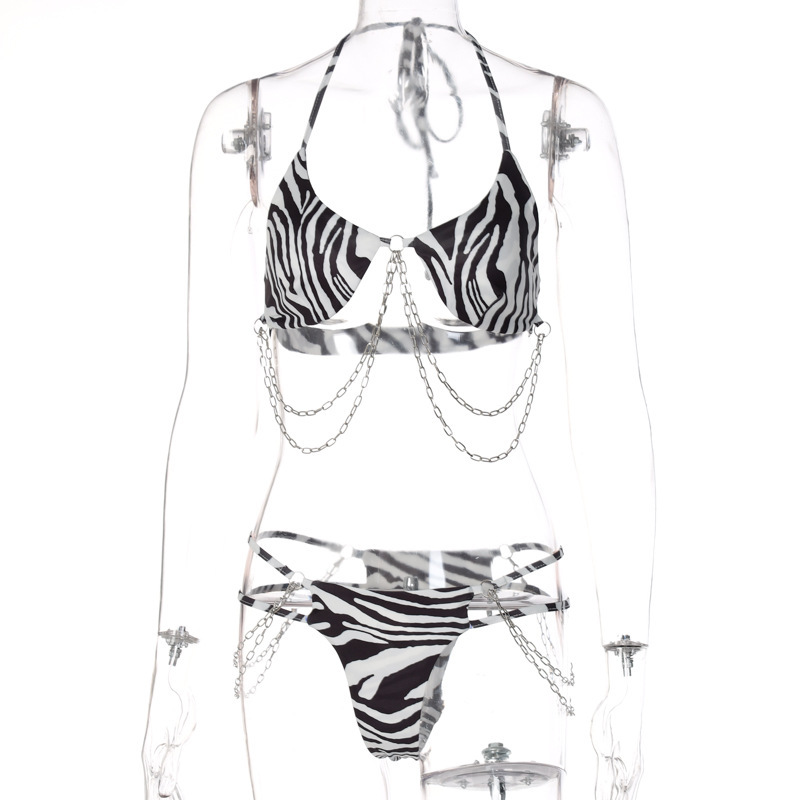 Printed Tether Chain Bikini Fashion Swimsuit Set - Image 9