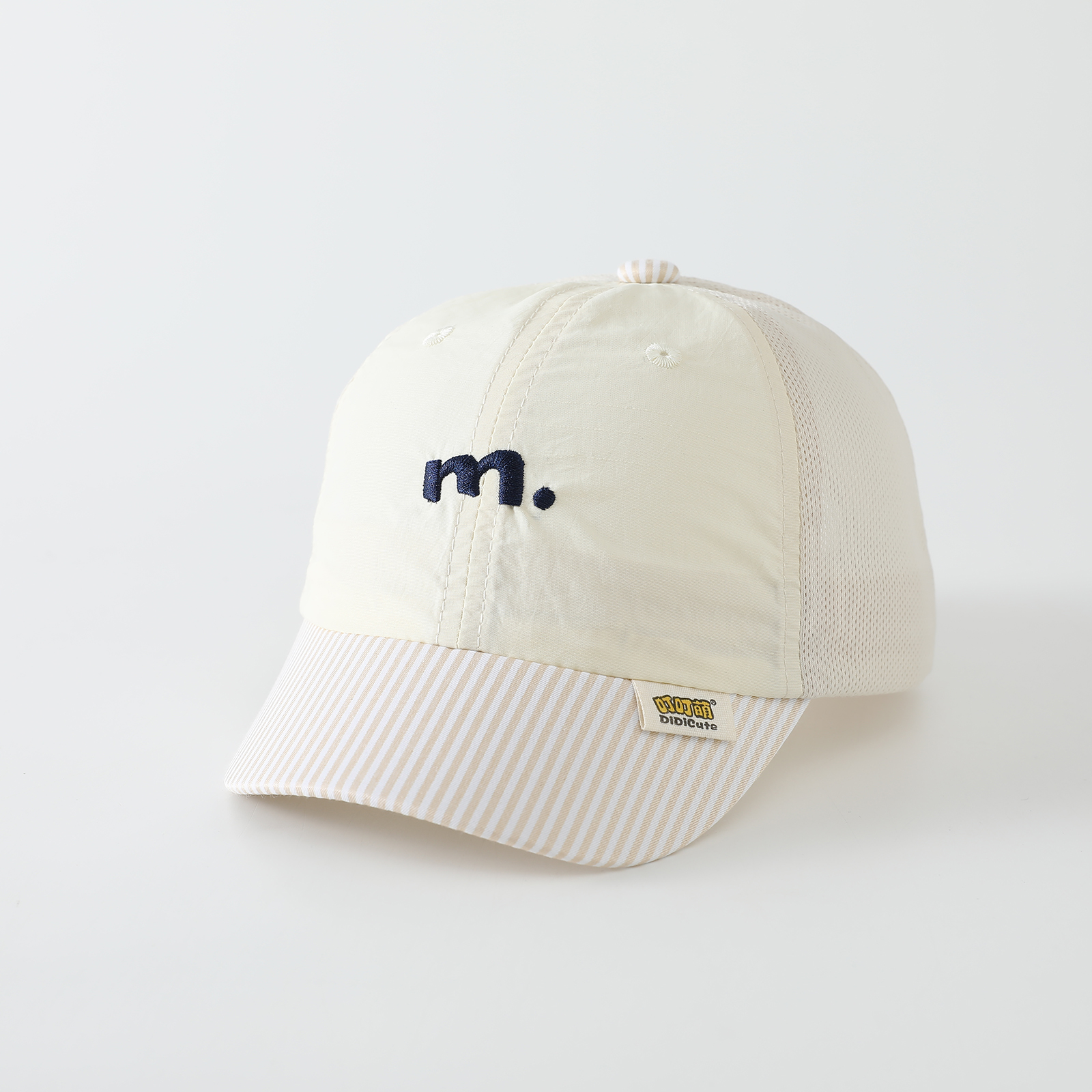 Summer Boys And Girls' Mesh Baseball Cap With Simple Letter  Embroidery And Striped Brim, Perfect For Outdoor Outings And Versatile For Various Occasions.