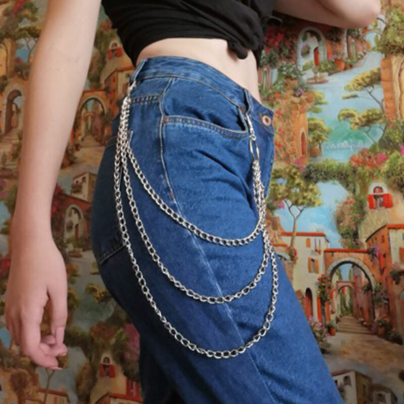 3Pcs Jeans Trousers Key Chain Rock Chains Pants Body Metal Belt Punk Unisex — image 2