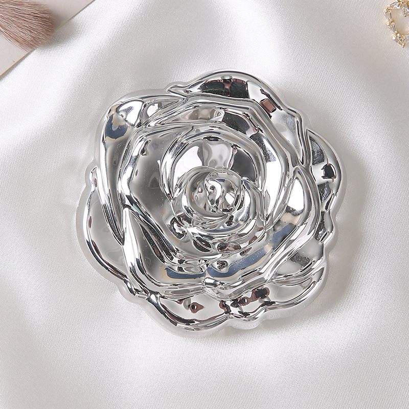 3D Rose Square Compact Mirror, Double Sided Folding Makeup Mirror, 1x & Magnifying Mirror, Portable Pocket Cosmetic Mirror, Gold Silver Rose Gold Available