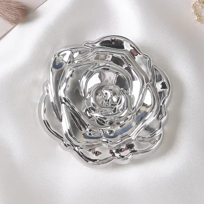3D Rose Square Compact Mirror, Double Sided Folding Makeup Mirror, 1x & Magnifying Mirror, Portable Pocket Cosmetic Mirror, Gold Silver Rose Gold Available