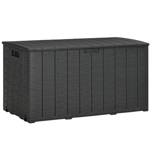 Outsunny 336 Litre Garden Storage Box, Water-resistant Heavy Duty Double Wall Plastic Container, Extra Large Outdoor Garden Furniture Organizer, Deck Cushion Chest With Wheels And Handles, Black - Image 8