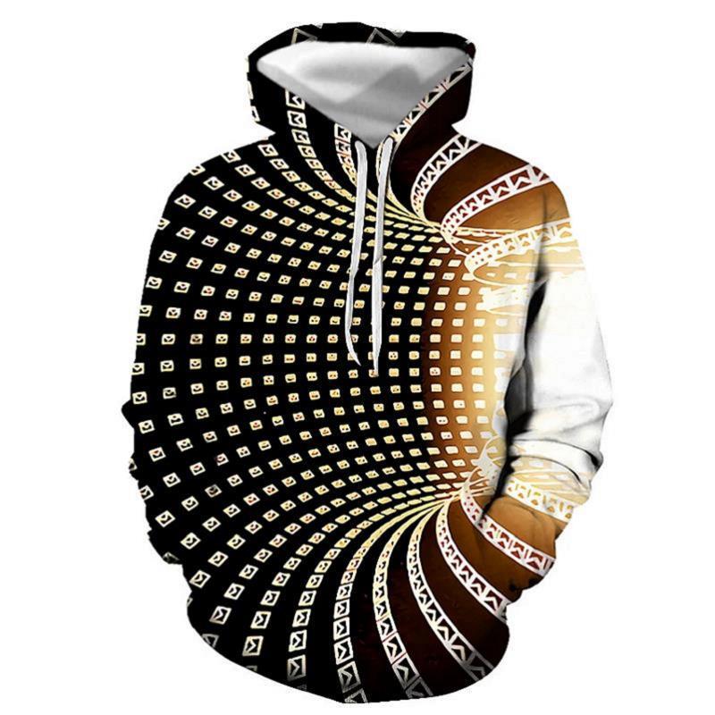 Title 8, 3d Plus Size Swirl Print Long-sleeved Hoodie Me...