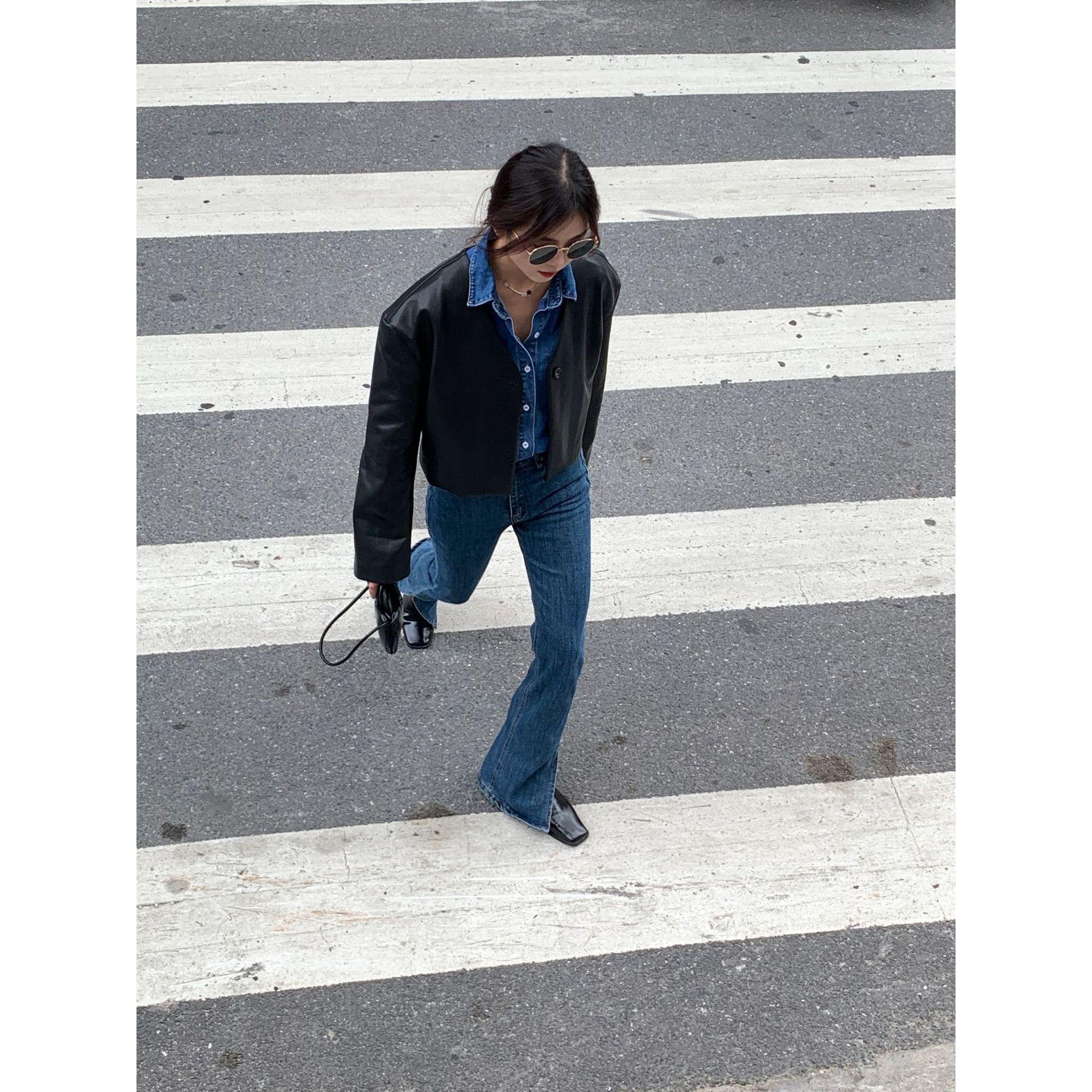 Women's High Waist Casual Stretch Flare Slit Jeans Women