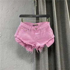 Fashion Personality Fruit Green Denim Shorts - Pink - View 1