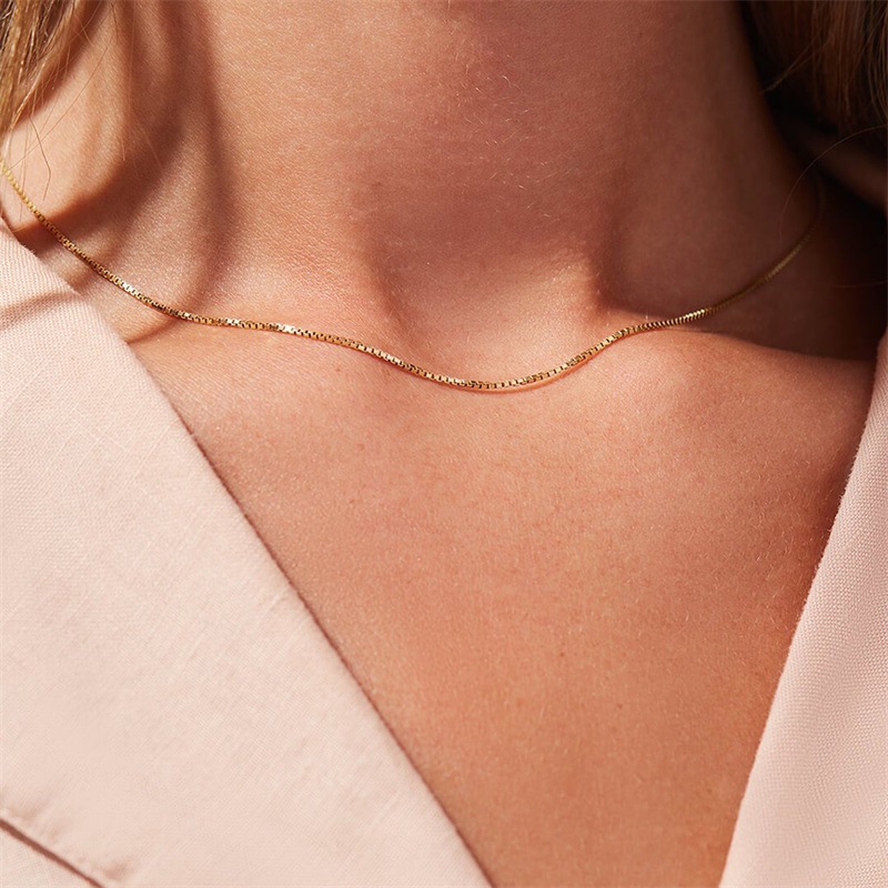 Box Chain Gold Necklace Clavicle Chain Accessories
