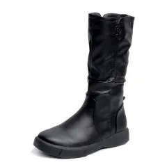Winter Retro Flat-bottomed Big Size Foreign Trade Women Boots - Black - View 1