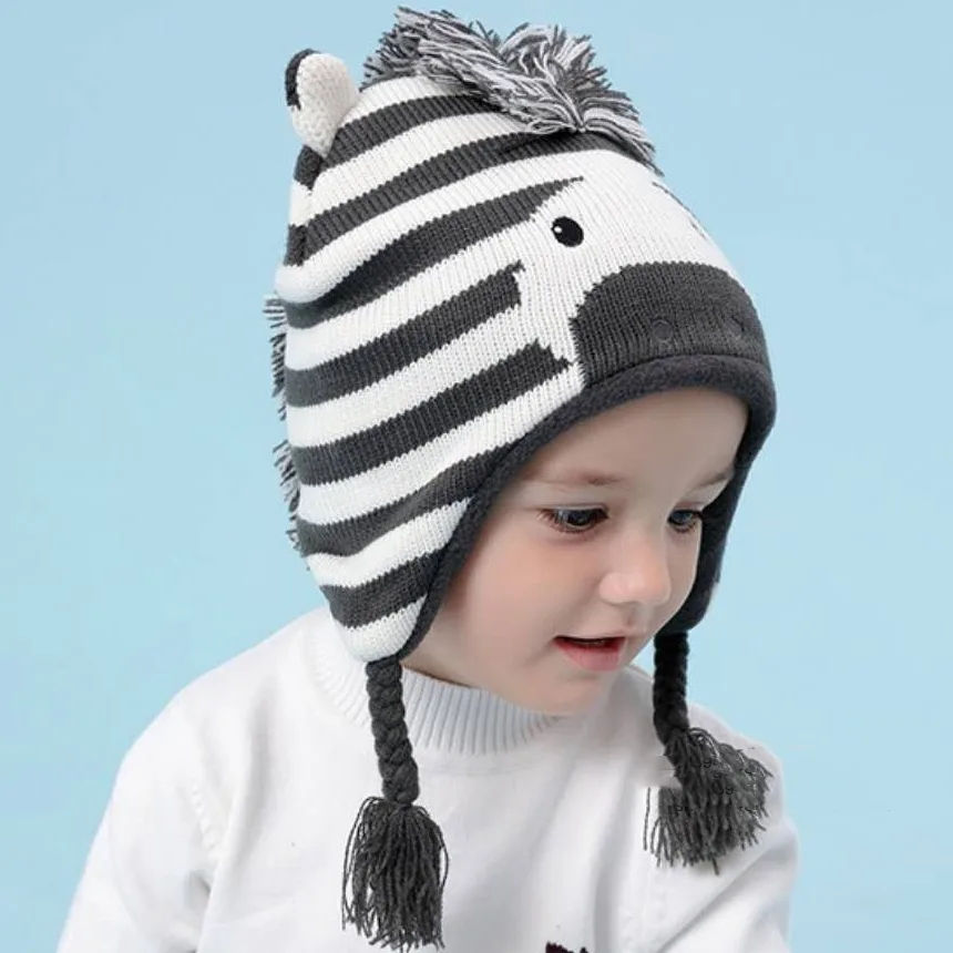 Plush Knitted Winter Hat Baby Cartoon Hat Boy's Children's
