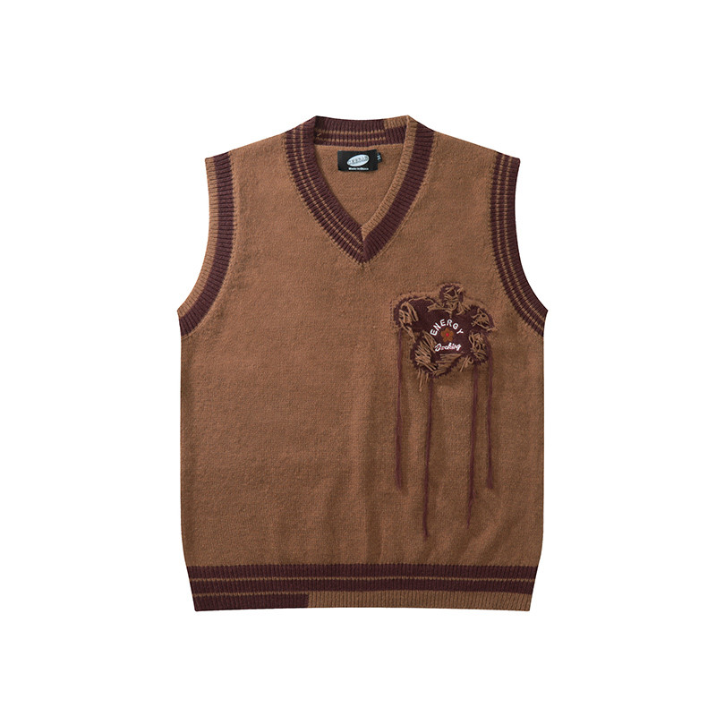 Tide Brand Flower Knitted Loose For Men And Women Sweater Vest