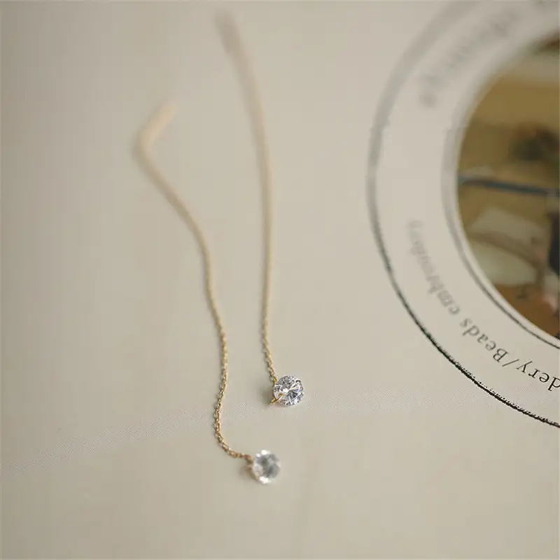 Fashion Sterling Silver Gold-plated Zircon Earring Female