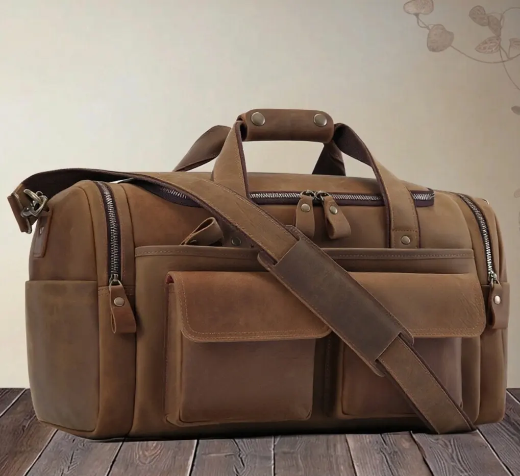 New Men's Genuine Leather Travel Bag, First-Layer