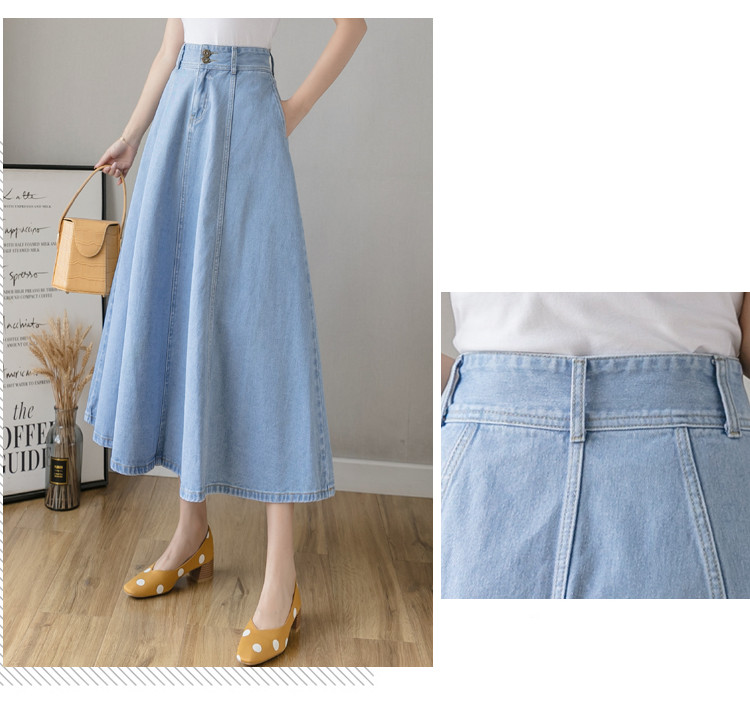 Title 7, Ladies Mid-Length Denim Umbrella Skirt A stylis...