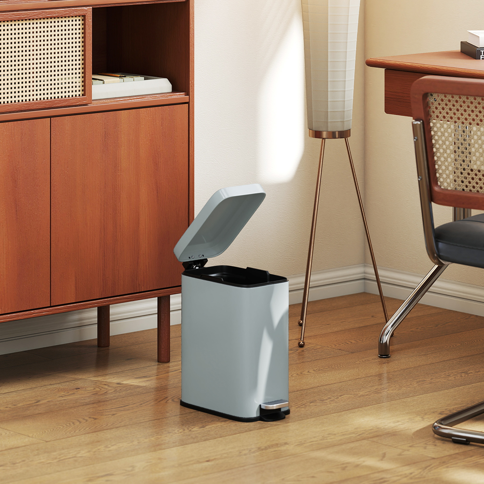 5-liter Rectangular Compact Garbage Bin, Steel Body, Detachable Silent — image 11