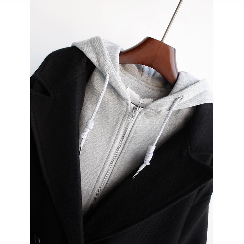 Korean Mid length Loose And Cotton Woolen Coat 1Black - Shop at LoveMi