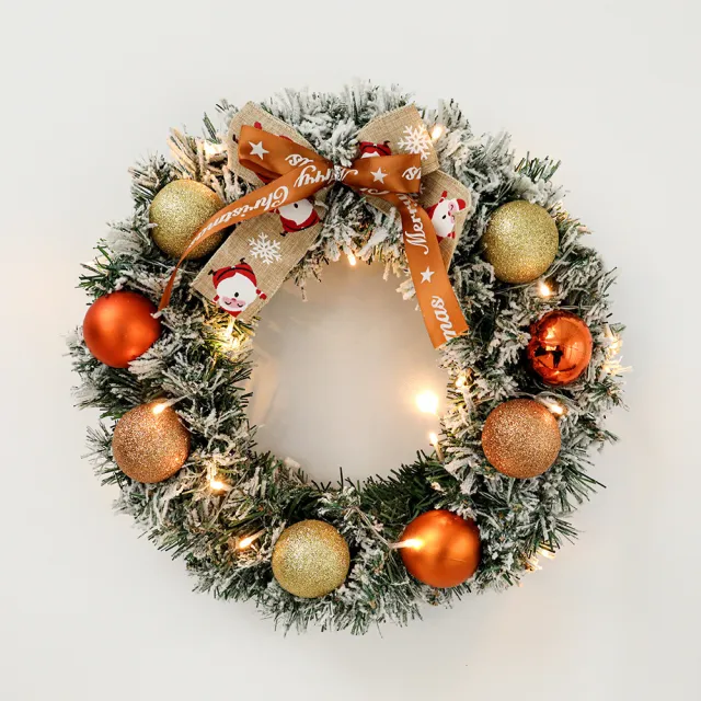 24 Inch Pre Lit Christmas Wreath With Lights Artificial Garland With Pine Cones, Red Berries, Bow For Front Door, Wall, Indoor Outdoor Holiday Dec... Green - Shop at LoveMi