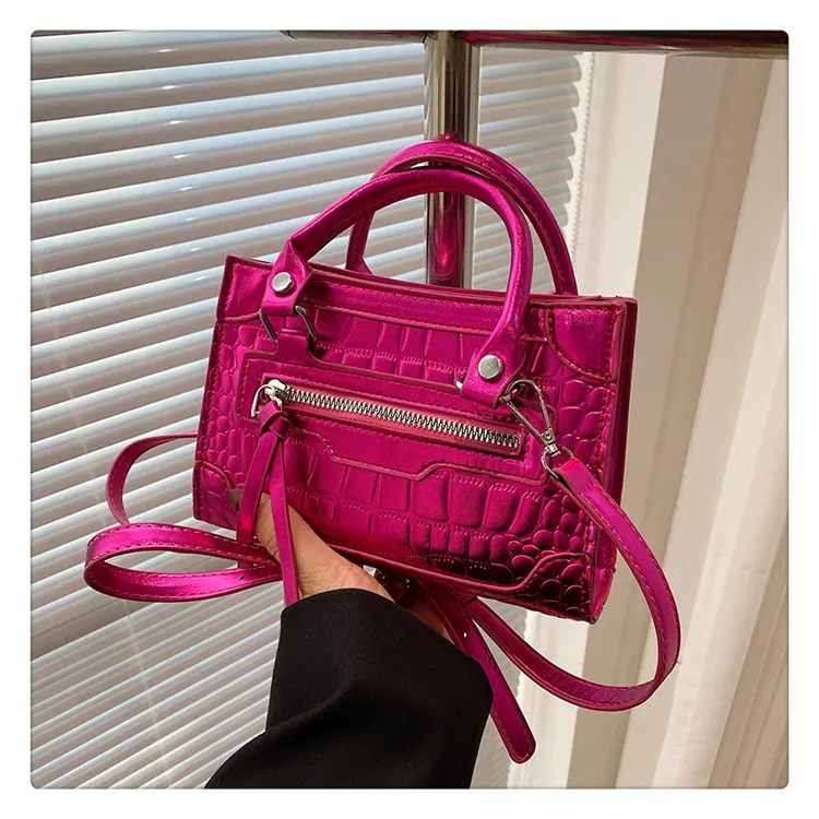 Textured Shoulder Messenger Bag Small Square - Rose
