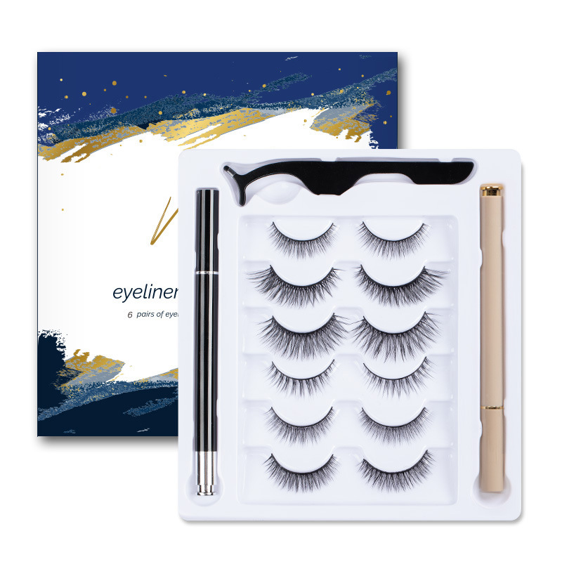 Natural Eyeliner Black Transparent Self adhesive False Eyelashes 6Pair Set - Shop at LoveMi