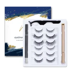 Natural Eyeliner Black Transparent Self-adhesive False Eyelashes - 6Pair Set - View 1