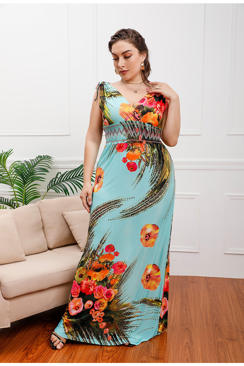 Title 19, Plus Size Printed Ice Silk Seaside Vacation Bea...