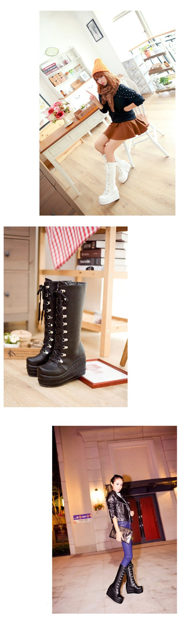 Title 2, Fashion Side Zipper Platform Boots Casual