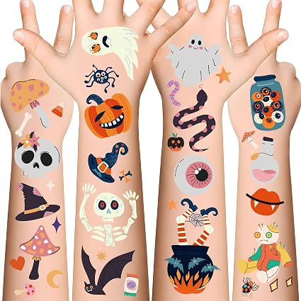 190 Pcs Halloween Temporary Tattoos For Kids, Spooky Party Favors, Games, Crafts, Treats, Toys And Goodie Bag Fillers