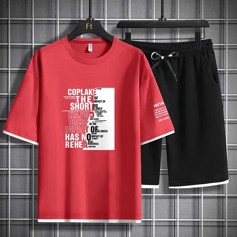 Short-sleeved T-shirt Clothes Male Student Casual Sports Two-piece Suit