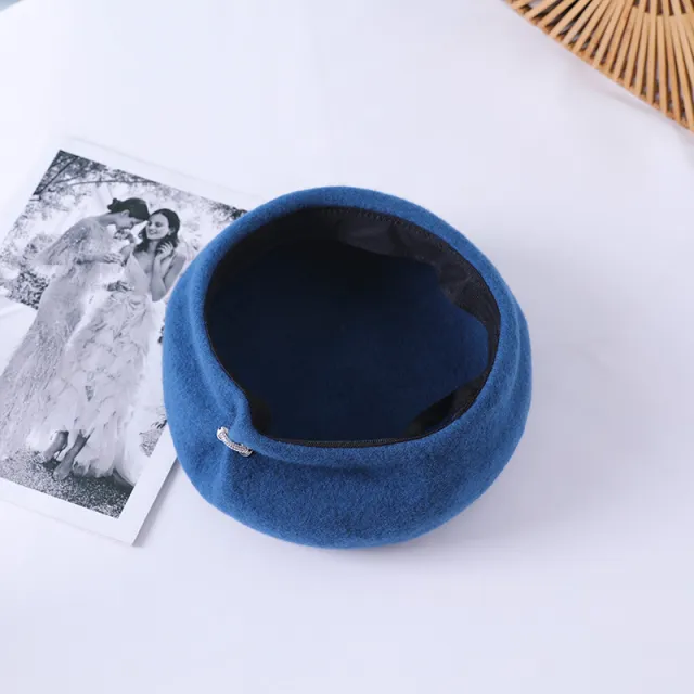 Wool Women's British Vintage All match Warm Beret Hat Blue - Shop at LoveMi