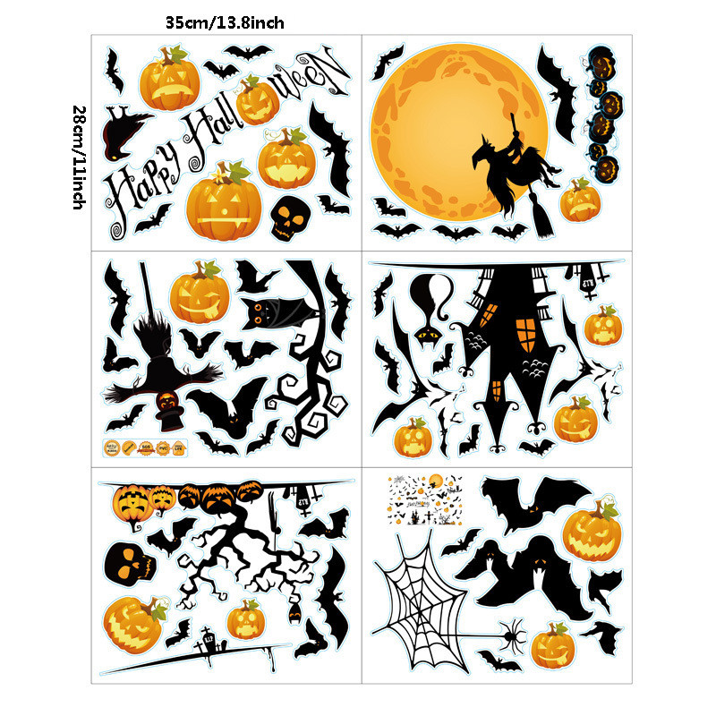 Halloween Bat Pumpkin Decoration Stickers (AL800628x35cmx6)