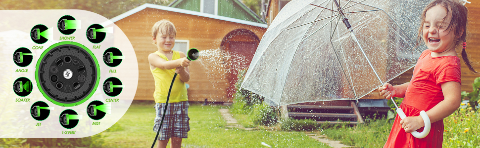 Flexible Garden Hose With 10-Pattern Spray Nozzle