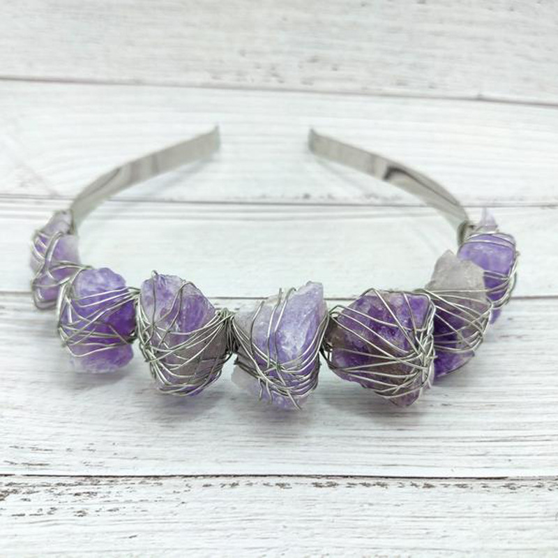 Natural Crystal Quartz Crown Born Amethyst Gemstone Wedding Headdress — foto 5