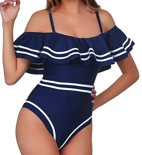 Fashion One Shoulder One Piece Swimsuit Bikini Blue - Shop at LoveMi
