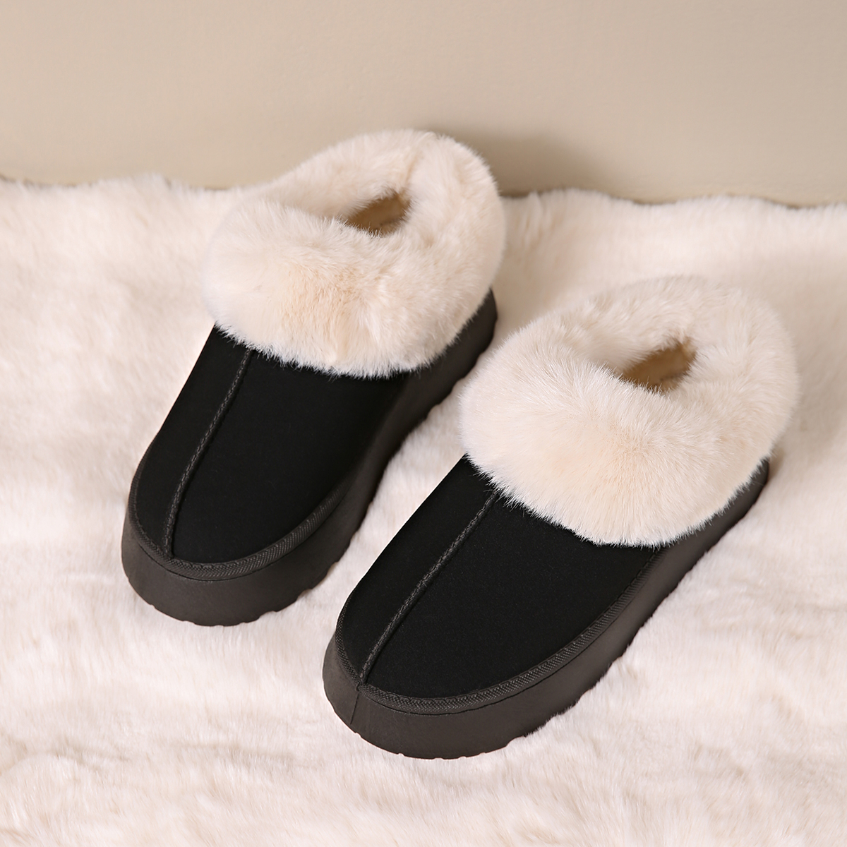 Women's All Inclusive Cotton Slippers Plush Autumn And Winter Outdoor Wear Thick Soled Indoor Snow Boots With Plush Cotton Shoes