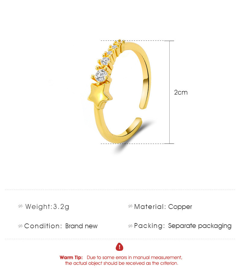 Zircon Star Moon Ring Creative Simple Diamond