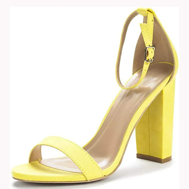 Bright Multicolor Suede Women's Chunky High Heel Sandals Yellow - Shop at LoveMi