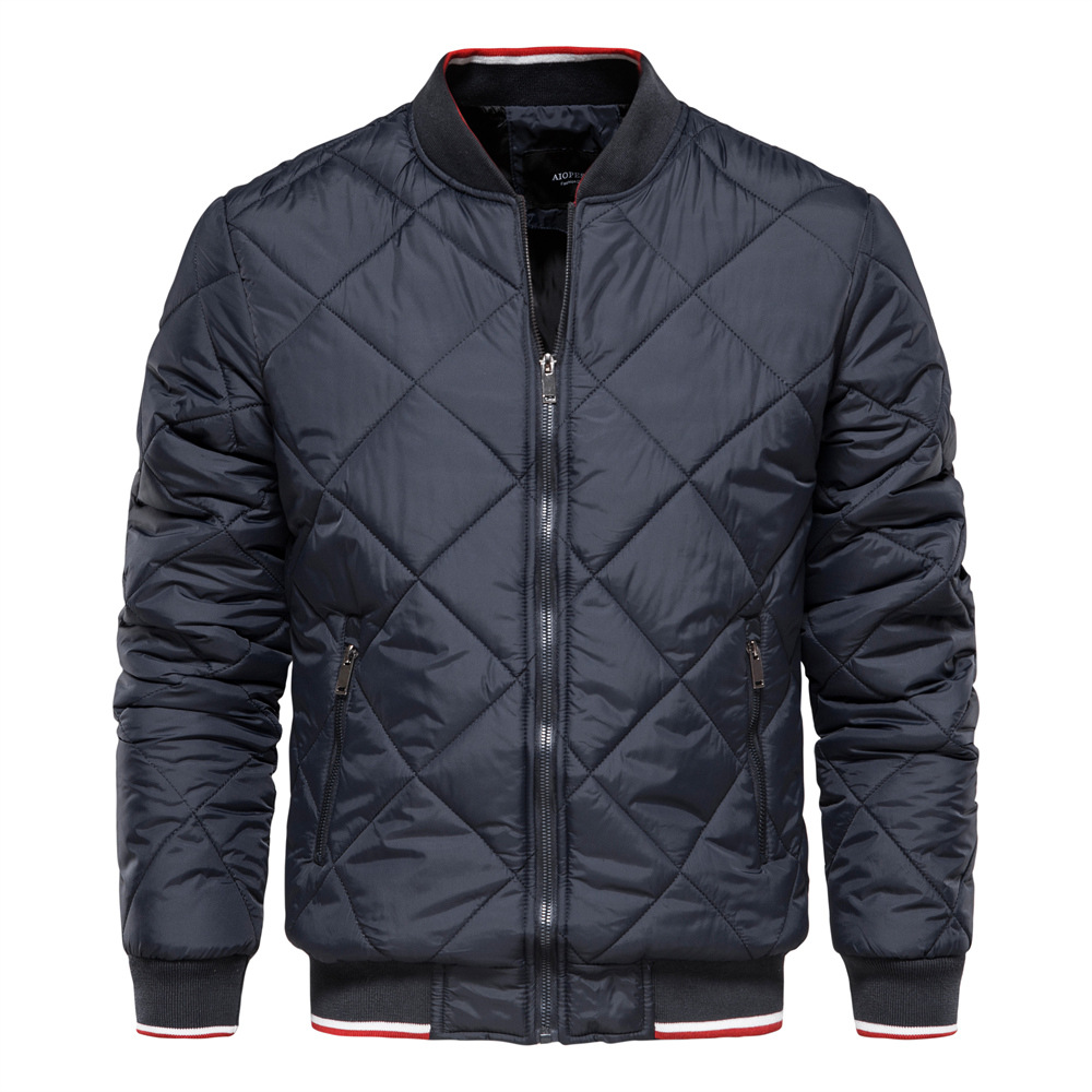 Men's Stand Collar Cotton-padded Jacket Solid Color Casual Cotton-padded Jacket