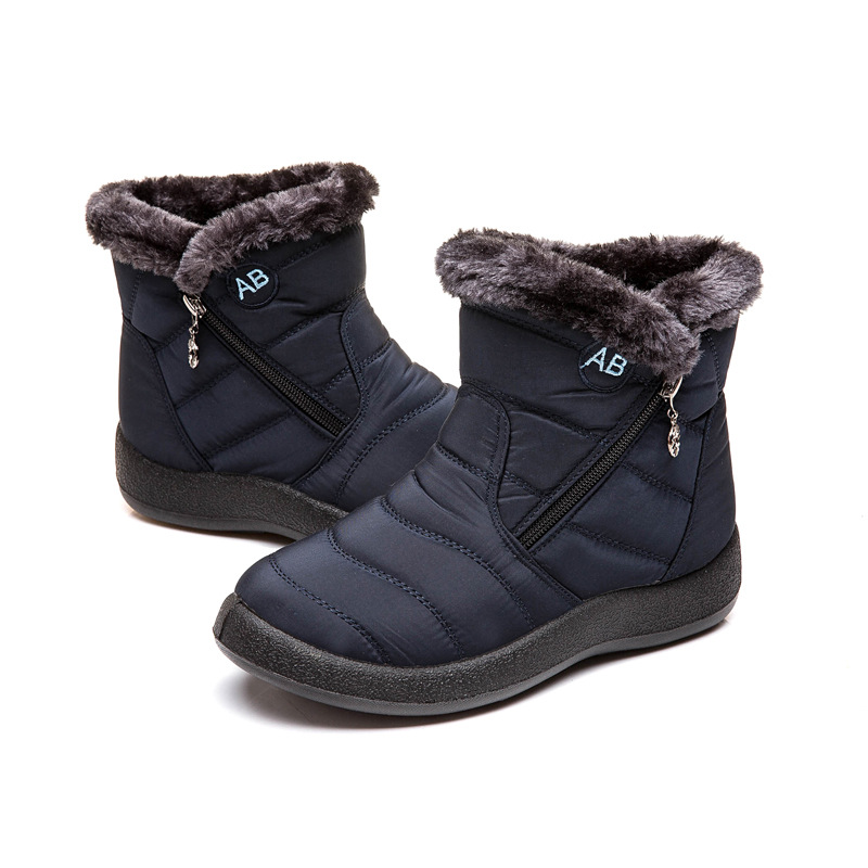 Waterproof Snow Boots Plush Warm Winter Shoes Casual Lightweight Ankle Boots Blue - Shop at LoveMi