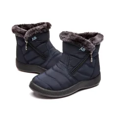 Waterproof Snow Boots Plush Warm Winter Shoes Casual Lightweight Ankle Boots - Blue - View 1