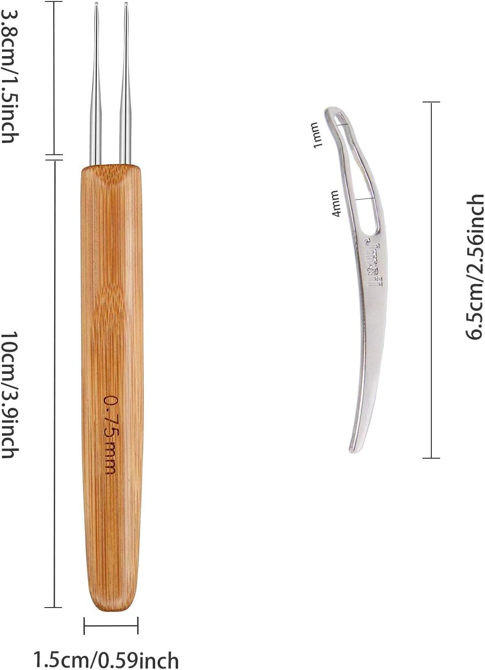 5pcs 0.75mm Dreadlock Crochet Hook Tool Hair Dreadlocks Needle Weaving For Braid Craft