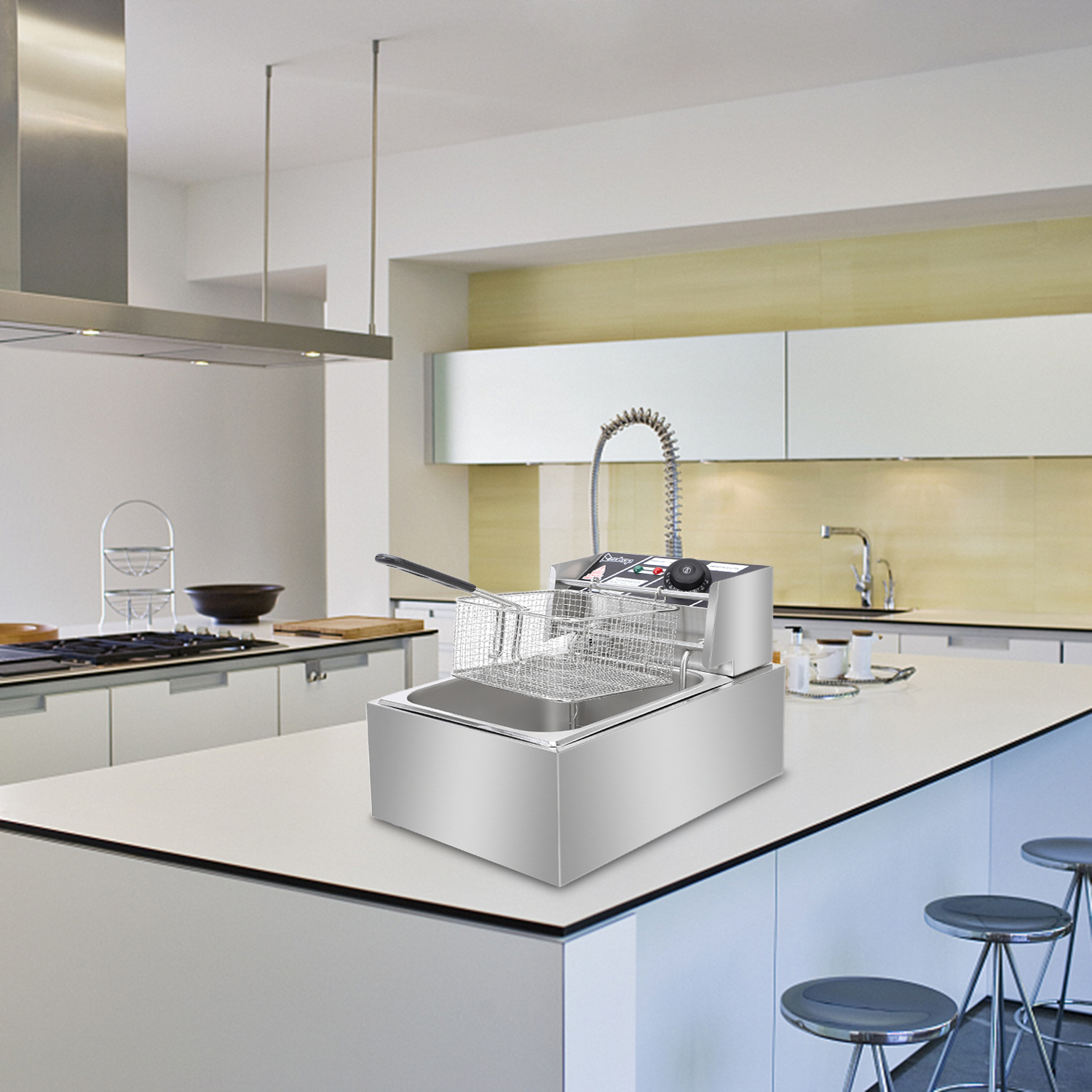 Electric Fryer Silver Stainless Steel Single Cylinder - Image 6