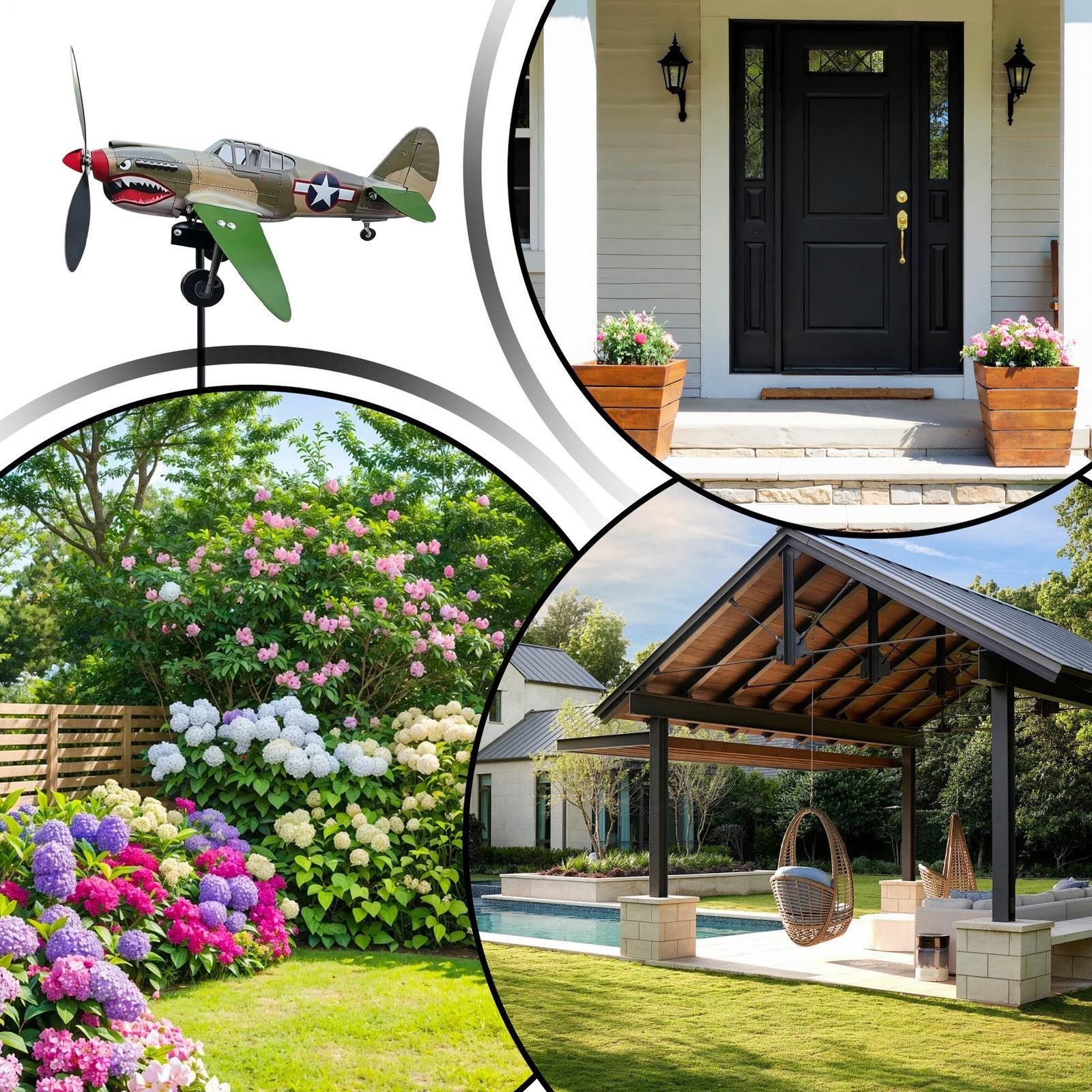 Aggressive Warplane Garden Wind Spinner 2D Metal Airplane