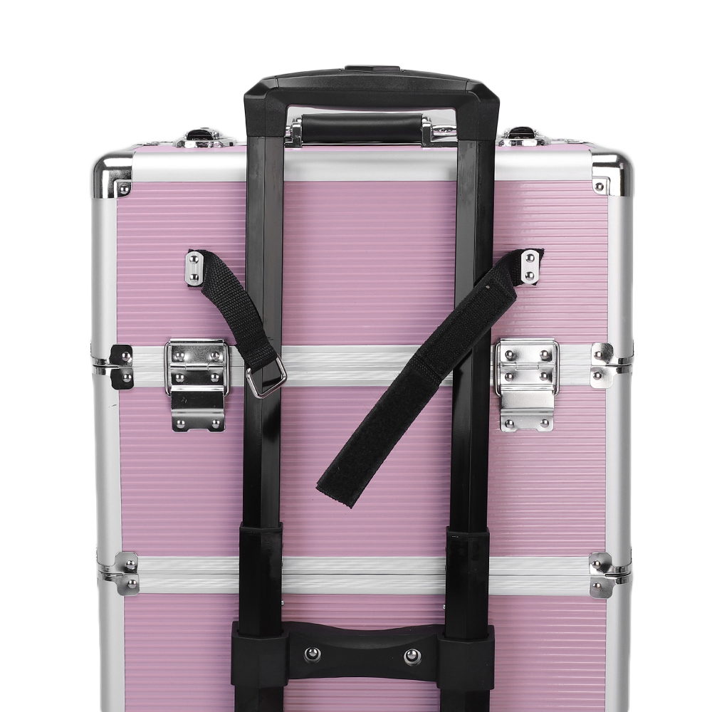 3 In 1 Aluminum Cosmetic Makeup Case Makeup Travel Organizer Cosmetology Case, Aluminum Cosmetic Display Suitcase On Wheels, Beauty Storage Luggage Lockable W-4 Removable Wheels 14