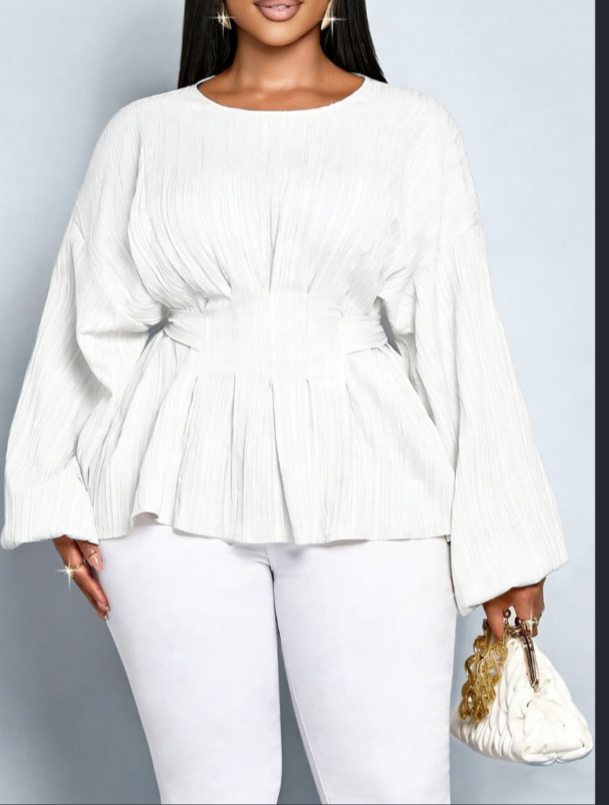 A Lace-up, Drawstring, Lantern-sleeved Top