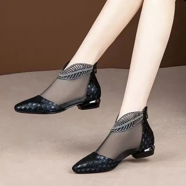 Soft Leather Flat Heel Net Boots Women''s Hollow Flat Bottom Sandals 15Style 40 - Shop at LoveMi