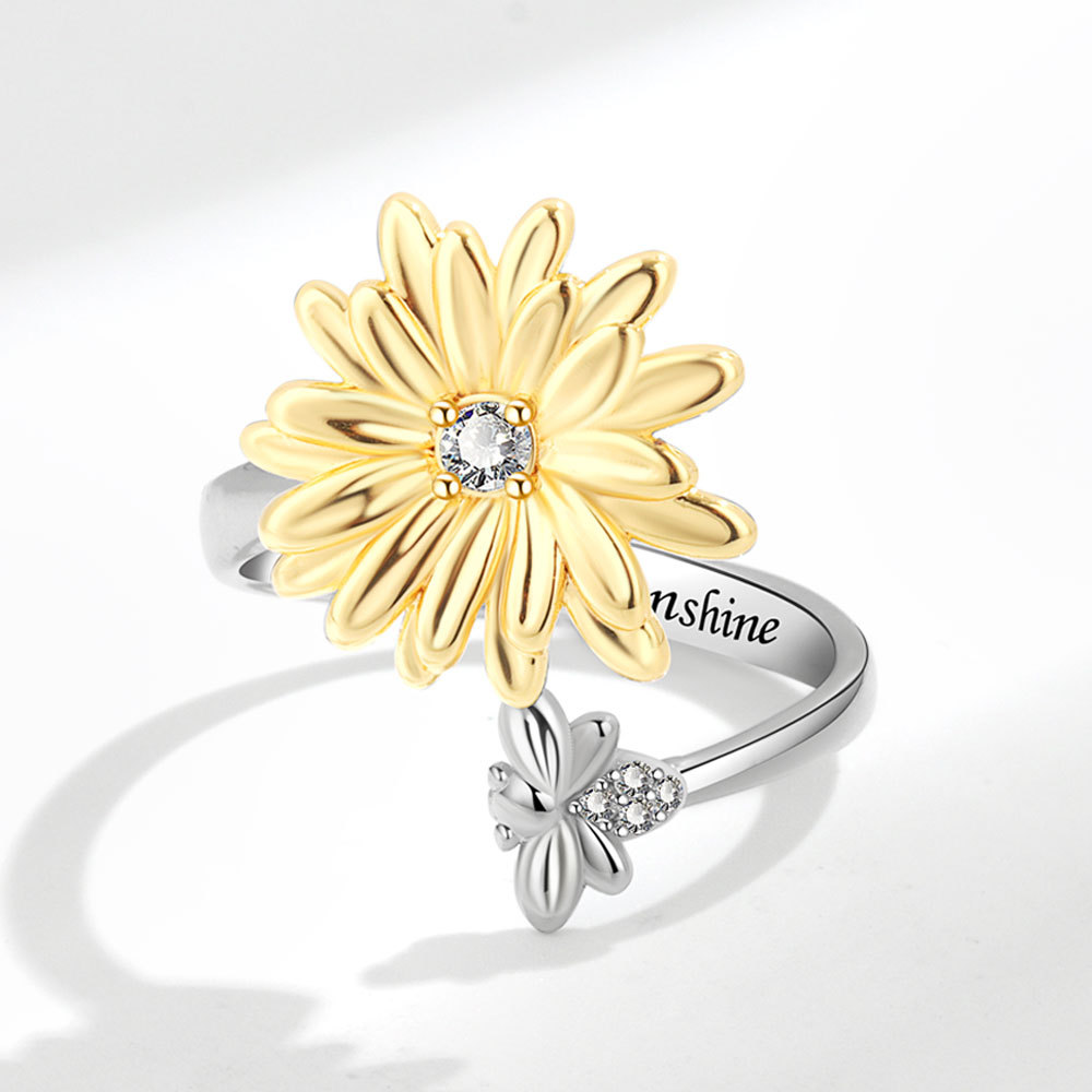 Title 4, Daisy Spinning Ring Personalized Sunflower Fashion