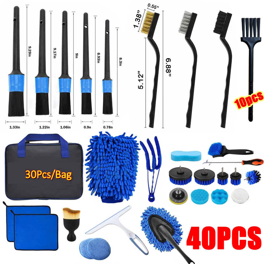 40PCS Car Detailing Brush Set Soft Brush Interior Wheel Valet Pro Cleaning Kit