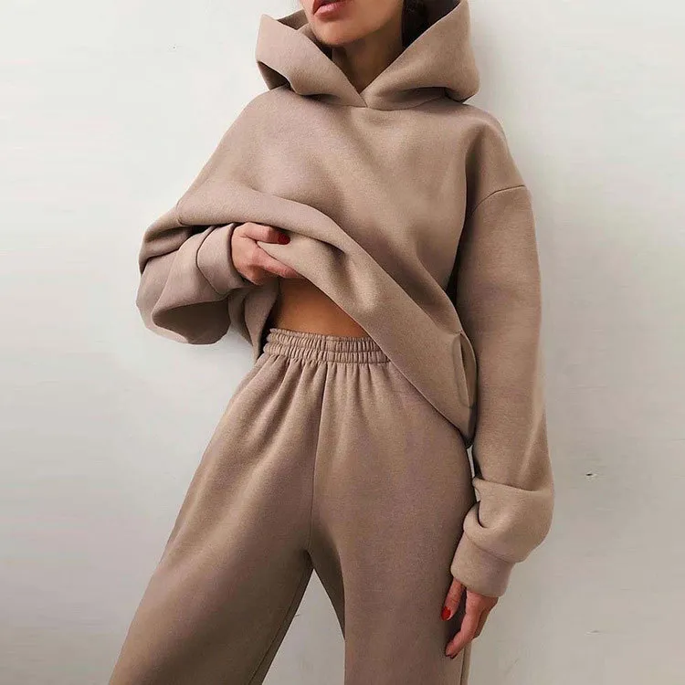 Autumn And Winter Hoodie Set - Coffee