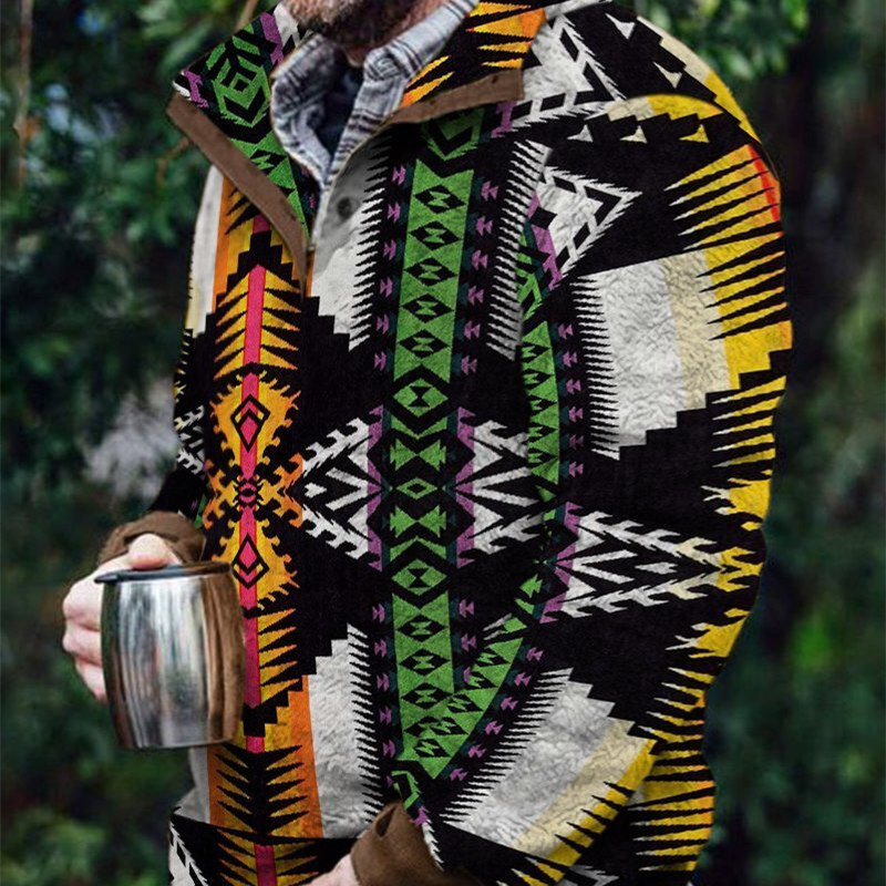 Autumn And Winter Casual Button Pocket Flannel Plush Men's Sweater