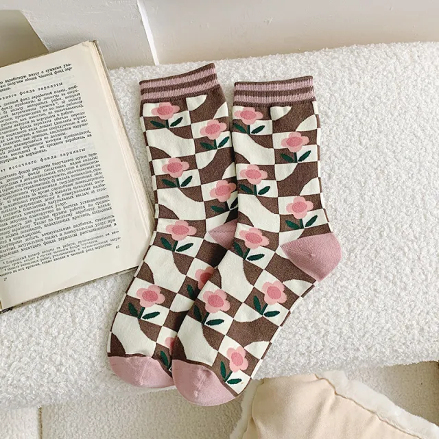 Medium Length Casual Cotton Socks Pink - Shop at LoveMi
