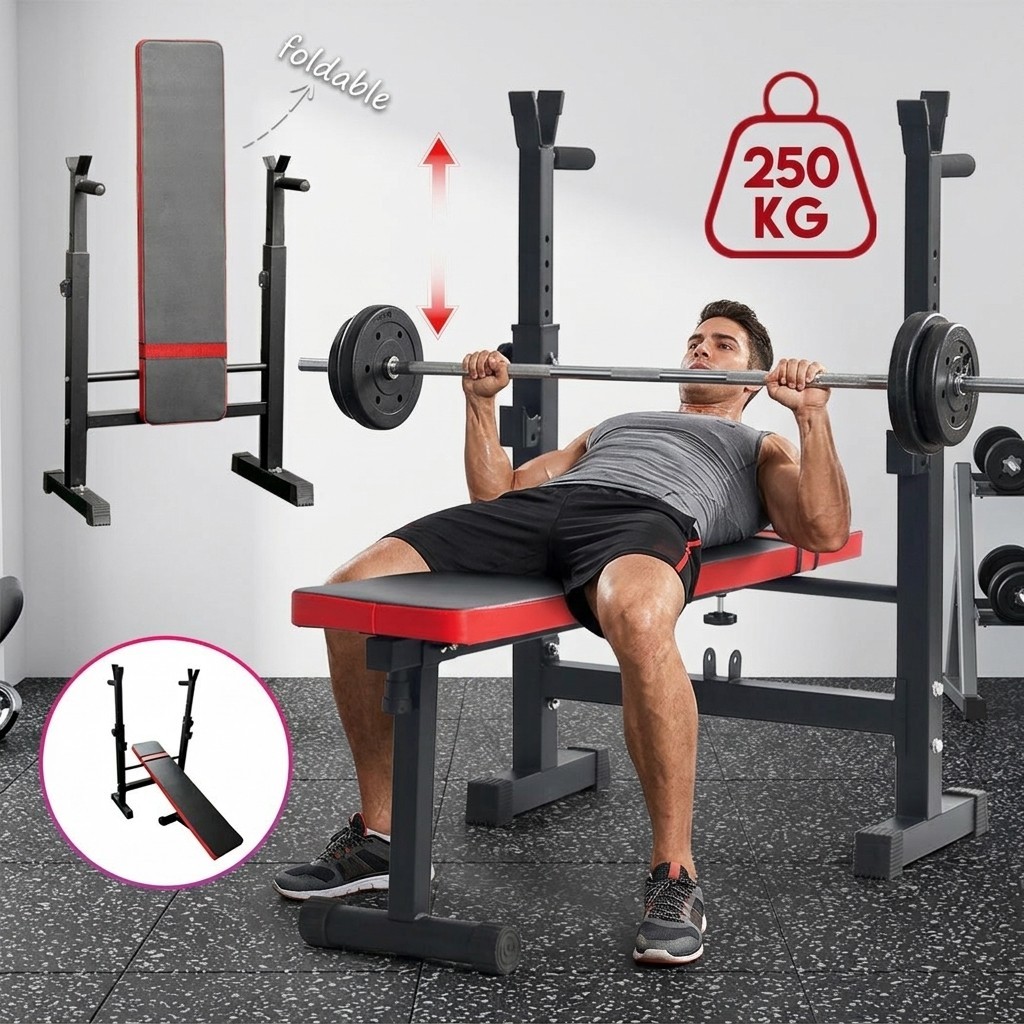 Adjustable Weight Bench With Dip Station Foldable Home Gym Training — image 9